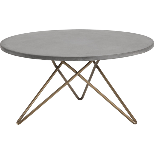 Wesley Coffee Table in Grey Concrete & Antique Brass